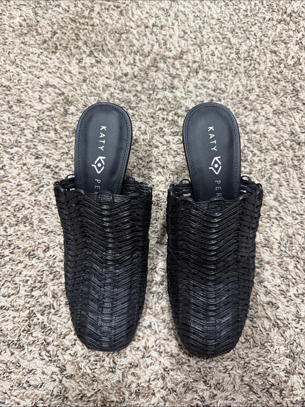 Katy Perry Collections Black Woven Mule with Sculpted Silver Beaded Heel - Picture 4 of 9